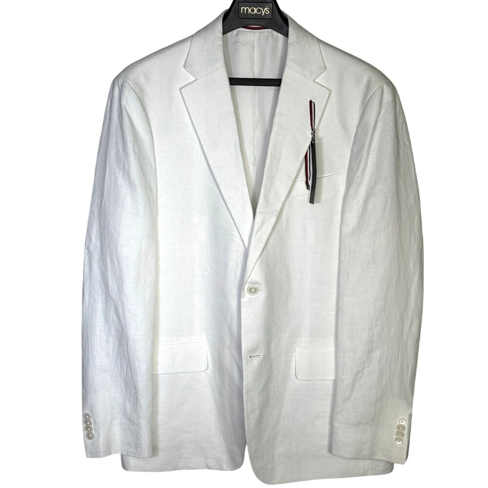 Tommy Hilfiger Men's Modern-Fit 100% Linen Sport Coat Bright White 40R $295